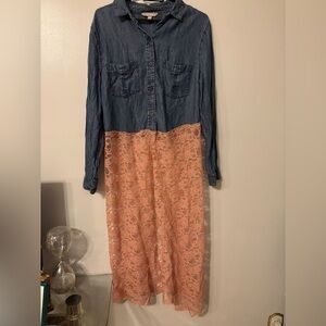 Banana Republic Blue and Peach Lace Top
